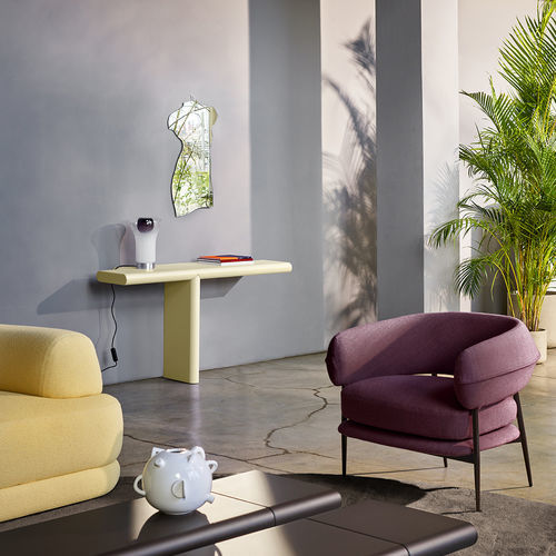 Fauteuil contemporain - NENA LOUNGE - Zanotta - en cuir / en mousse de polyuréthane / en tissu