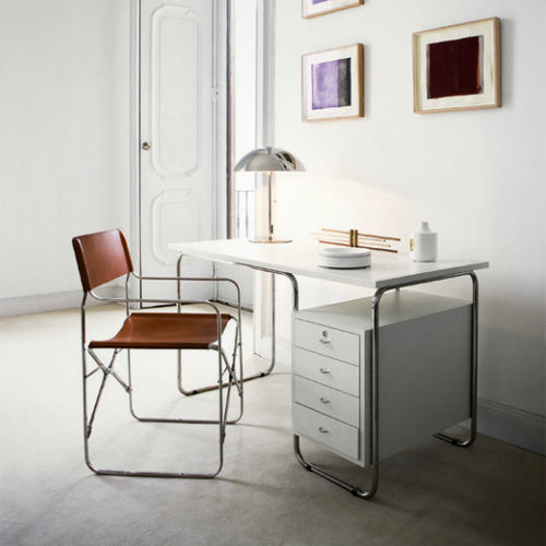 Bureau sur pied - COMACINA - Zanotta - contemporain / en cuir / droit