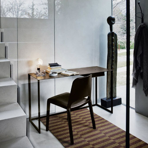 Meuble secrétaire contemporain - CALAMO - Zanotta - en cuir / en acier verni / avec rangement intégré
