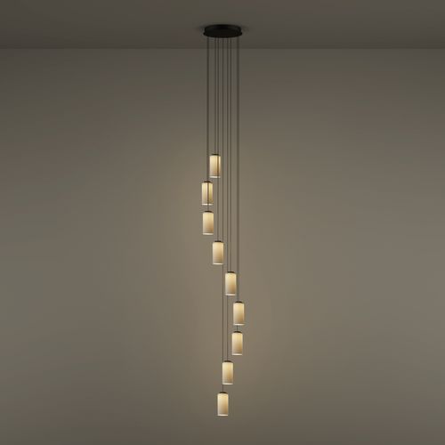 Suspension - CIRIO CASCADA - Santa & Cole - en laiton poli / en verre opalescent / en porcelaine