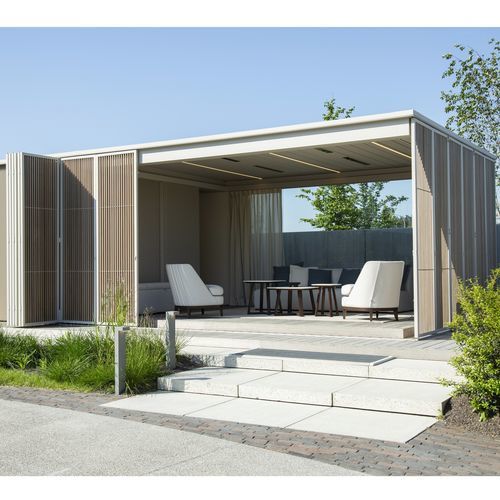 Pergola adossée - AMANI®   - RENSON - en aluminium / à lames fixes / motorisée
