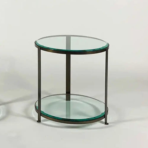 Table d'appoint contemporaine - DERBY  - Bernini Gallery - en verre / avec piètement en métal / avec piètement en cuir