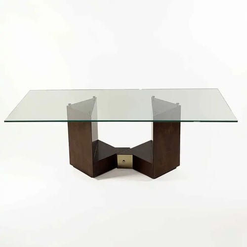 Table à manger contemporaine - DIAGONO - Bernini Gallery - en verre / avec piètement en bouleau / avec piètement en tôle d'acier