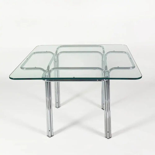 Table à manger contemporaine - TOPOS  - Bernini Gallery - en verre / avec piètement en métal / carrée
