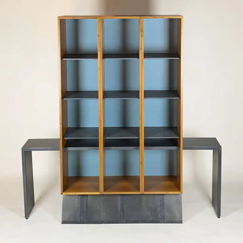 Bibliothèque contemporaine - PORTELLO - Bernini Gallery - en noyer / en tôle perforée / grise