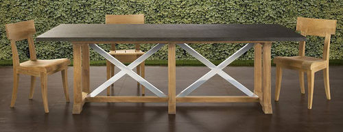 Table contemporaine - DATCHA - SUTHERLAND - en métal / en teck / rectangulaire
