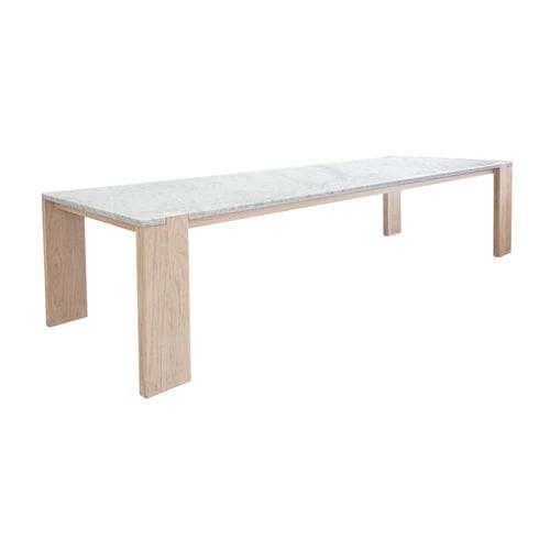 Table contemporaine - PLATEAU - SUTHERLAND - en marbre / avec piètement en teck / rectangulaire
