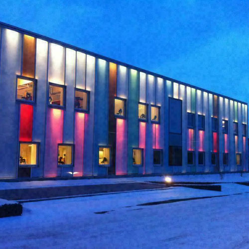 Façade en polycarbonate - Polimer Tecnic - éclairé
