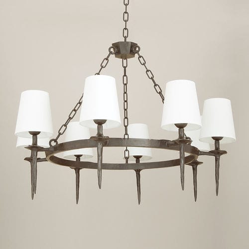 Lustre classique - MANCHA - Objet Insolite - en bronze / 8 ampoules / professionnel