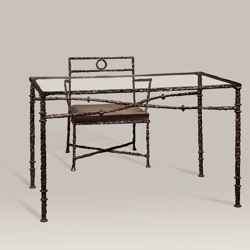 Table à manger contemporaine - ROMA X - Objet Insolite - en verre / avec piètement en bronze / rectangulaire