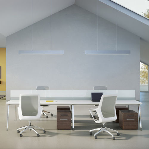 Bureau pour open space - ELEVEN - ofs - contemporain / en verre / en stratifié
