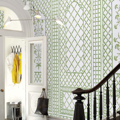 Papier peint contemporain - BAMBOO TRELLIS PANEL   - F. SCHUMACHER & CO. - à motif géométrique / arabesque / aspect tissu