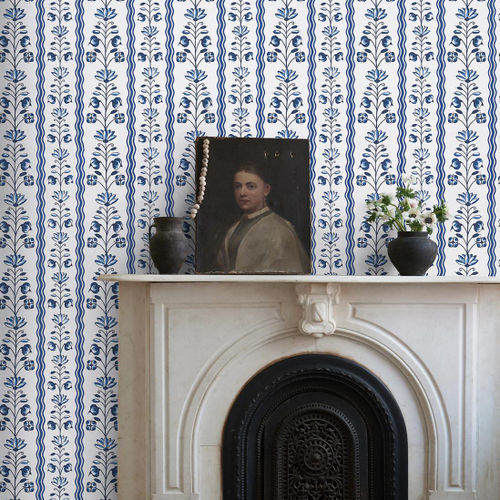 Revêtement mural pour intérieur - DELFT WAVES  - F. SCHUMACHER & CO. - en lin / peint à la main / aspect tissu