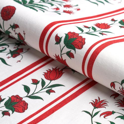 Tissu d'ameublement - ROYAL POPPY - F. SCHUMACHER & CO. - à rayures / à fleurs / en lin