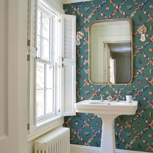 Papier peint contemporain - GROTTO TREILLAGE - F. SCHUMACHER & CO. - à motif / aspect tissu / gris