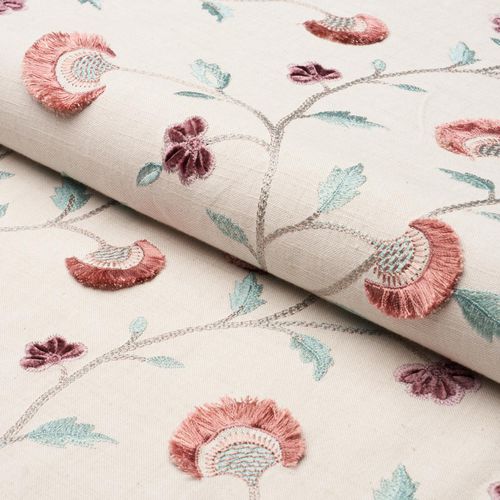 Tissu d'ameublement - IYLA EMBROIDERY  - F. SCHUMACHER & CO. - pour rideaux / à fleurs / en lin