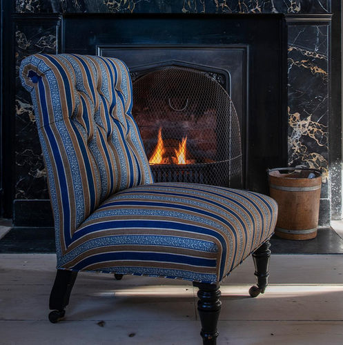 Tissu d'ameublement - AUGUSTE STRIPE  - F. SCHUMACHER & CO. - à rayures / en lin / beige