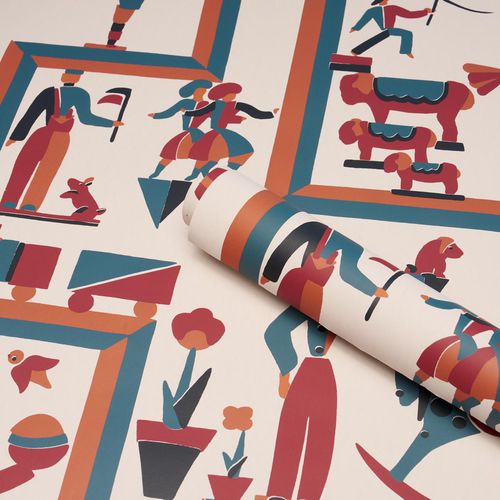 Papier peint contemporain - VALLY CIRCUS   - F. SCHUMACHER & CO. - en textile non-tissé / à motif / aspect tissu