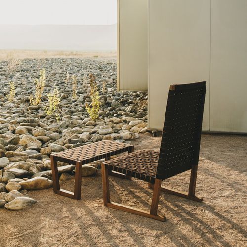 Chaise visiteur contemporaine - SERENA - Andreu World - d'extérieur / en noyer / luge