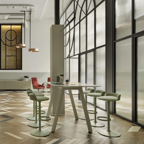 Tabouret contemporain - HULA - Andreu World - en tissu / en aluminium / avec piètement en aluminium