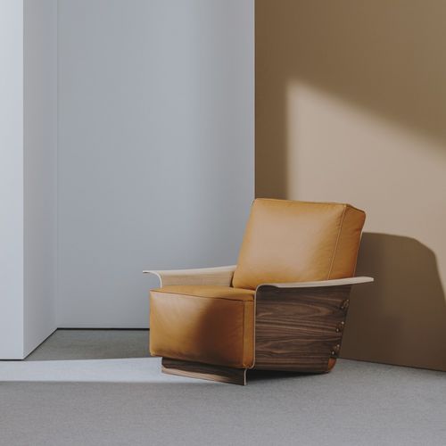 Fauteuil contemporain - FOREST CLUB - Andreu World - en tissu / en cuir / en chêne