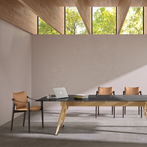Chaise contemporaine - LUBA - Andreu World - d'intérieur / en cuir / en bois