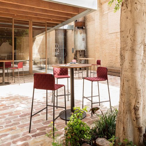 Tabouret de bar contemporain - COSTA - Andreu World - en tissu / avec piètement en aluminium / empilable