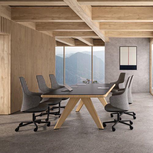 Table contemporaine - PLANAR - Andreu World - en chêne / en métal / en aluminium