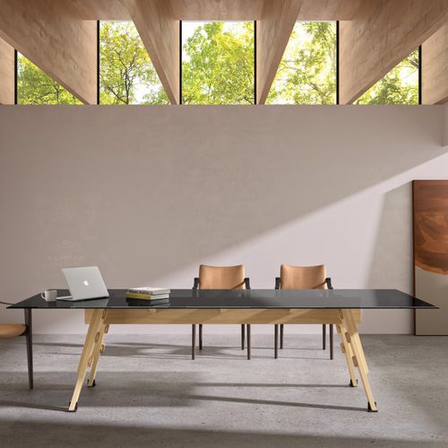 Table de travail contemporaine - TAMARA - Andreu World - en contreplaqué / avec piètement en bois / plate