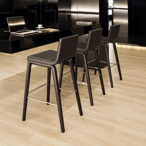 Tabouret de bar contemporain - LINEAL COMFORT - Andreu World - en cuir / en tissu / avec piètement en aluminium