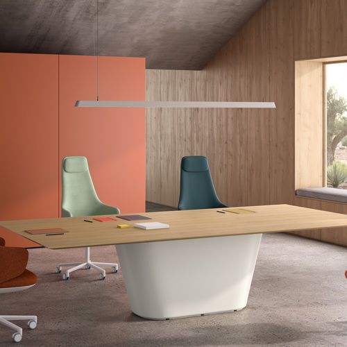 Table de conférence contemporaine - PROA - Andreu World - en bois / avec piètement en bois / elliptique