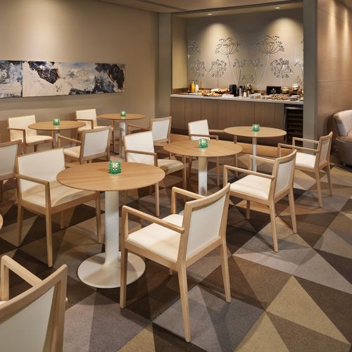 Chaise de restaurant contemporaine - CARLOTTA - Andreu World - d'intérieur / en cuir / avec piètement en bois