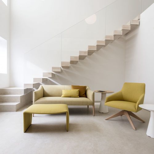 Canapé contemporain - COUVÉ - Andreu World - en tissu / en cuir / gris