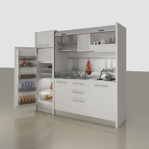 Kitchenette compacte - K-120 - MOBILSPAZIO S.r.l - en mélaminé / cachée / avec électroménager intégré