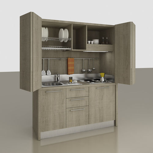 Kitchenette compacte - K-144 - MOBILSPAZIO S.r.l - en bois / cachée / avec électroménager intégré