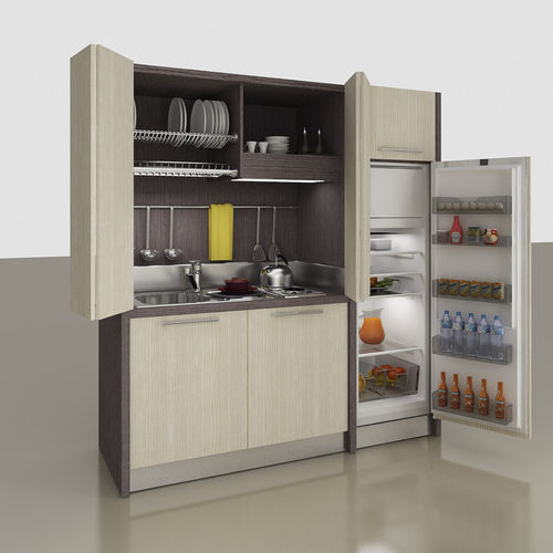 Kitchenette compacte - K-155 - MOBILSPAZIO S.r.l - en bois / en mélaminé / cachée