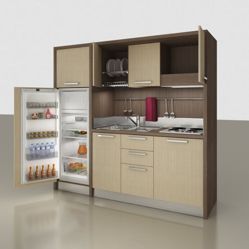 Kitchenette compacte - K-133 - MOBILSPAZIO S.r.l - en bois / cachée / avec électroménager intégré