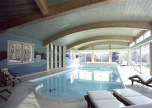 Poutre en bois lamellé-collé - PISCINE-BAR/AUBE - Haas - de section rectangulaire / cintrée