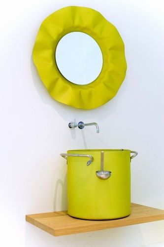 Vasque à poser - CHEF - Rapsel International Srl - en aluminium / avec miroir ajustable / ronde