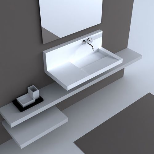 Vasque suspendue - PAMPLONA - Rapsel International Srl - en Corian® / avec miroir ajustable / rectangulaire