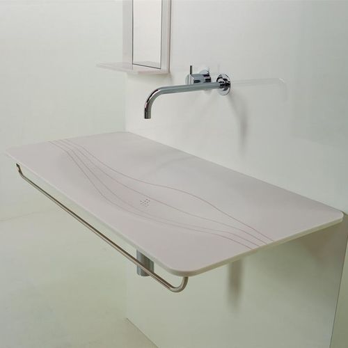 Vasque suspendue - TATOO - Rapsel International Srl - en Corian® / avec miroir ajustable / rectangulaire