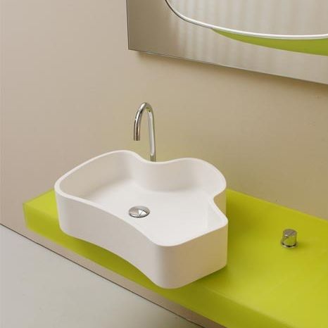 Vasque à poser - MYLOS  - Rapsel International Srl - en CristalPlant® / avec miroir ajustable / sculpturale