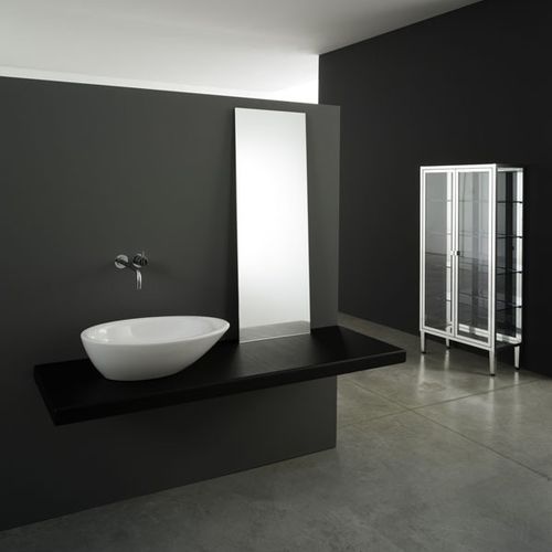 Vasque à poser - PANDA - Rapsel International Srl - en céramique / avec miroir ajustable / ovale