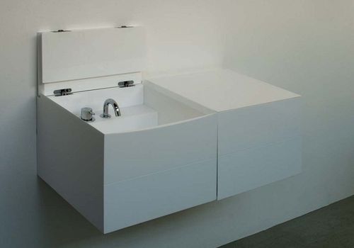 Meuble vasque suspendu - ELLE - Rapsel International Srl - en Corian® / contemporain / laqué