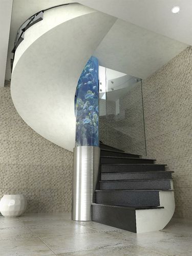 Escalier en colimaçon - Siller Stairs - à marches en bois / en béton / en verre