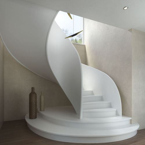Escalier hélicoïdal - TORNADO CORIAN - Siller Stairs - à marches en composite / résidentiel / contemporain