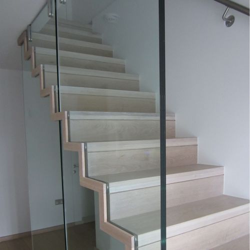 Escalier droit - ZIGZAG SLIM - Siller Stairs - à marches en chêne / structure en verre / résidentiel
