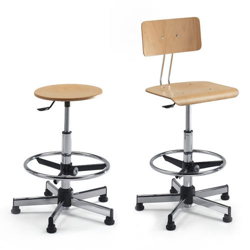 Tabouret de travail en hêtre - A20 G & A25 G - ALFI BIEFFE - avec piètement en métal / à hauteur réglable / avec repose-pieds
