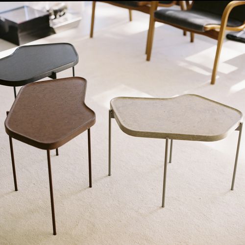 Table basse contemporaine - POND - Swedese Möbler - en frêne / en pierre / avec piètement en acier