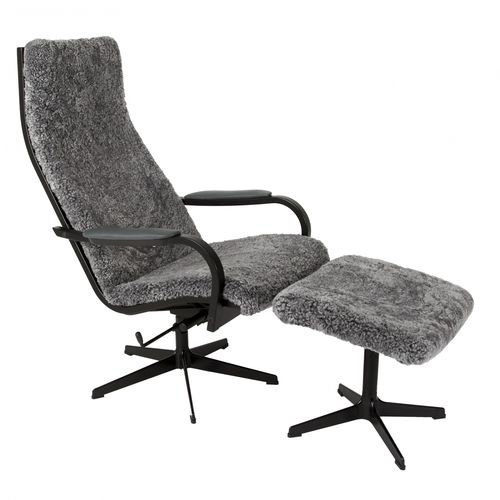 Fauteuil contemporain - KELLY - Swedese Möbler - en cuir / en peau de mouton / en chêne